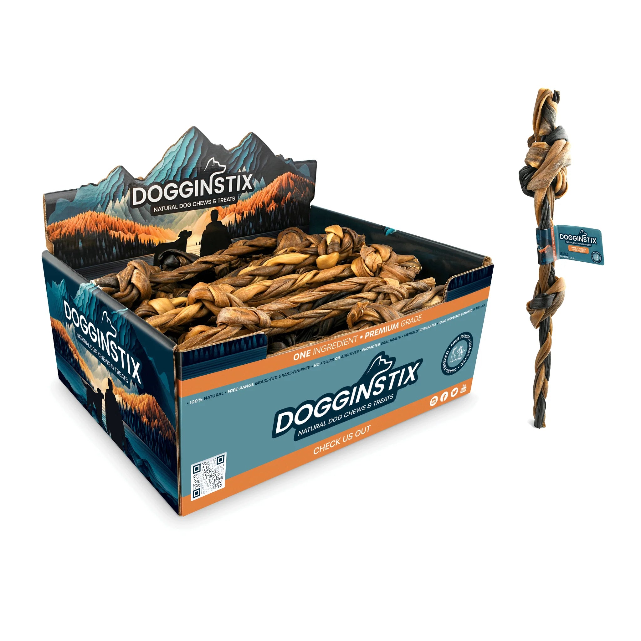 Dogginstix - Braided Lamb Collagen Double Knots